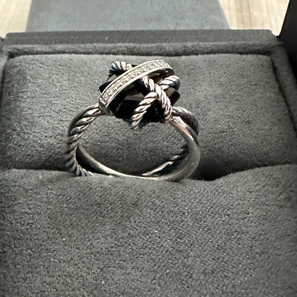 David Yurman Jewelry - David Yurman 10mm Cable wrap ring in sterling silver, black onyx with diamonds